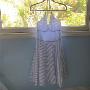 Blue and white striped summer dress